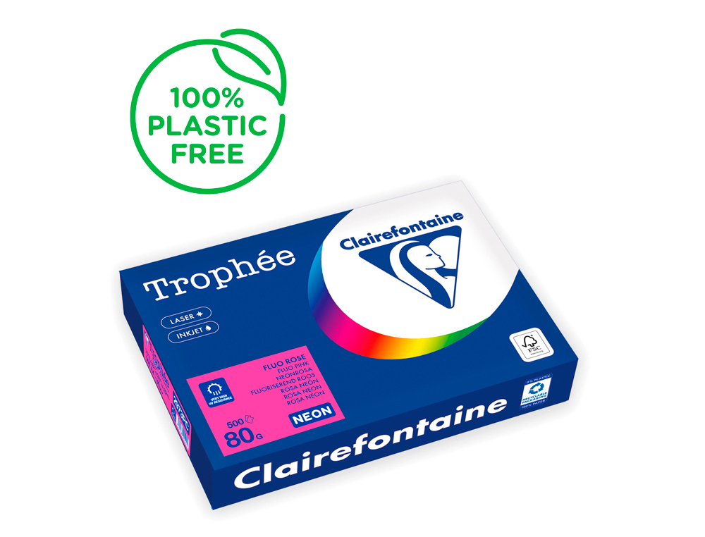 PAPEL COR TROPHEE A4 80 GR ROSA NEON EMBALAGEM DE 500 FOLHAS