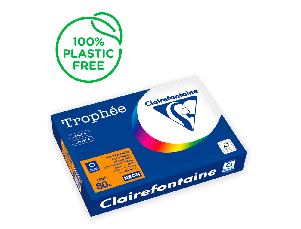 PAPEL COR TROPHEE A4 80 GR LARANJA NEON EMBALAGEM DE 500 FOLHAS