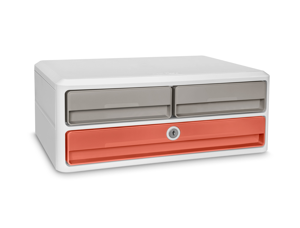 FICHERO CAJONES DE SOBREMESA CEP TERRA NOVA 2 CAJONES PEQUEÑOS + 1 CAJON GRANDE COLOR TERRACOTA/ARENA