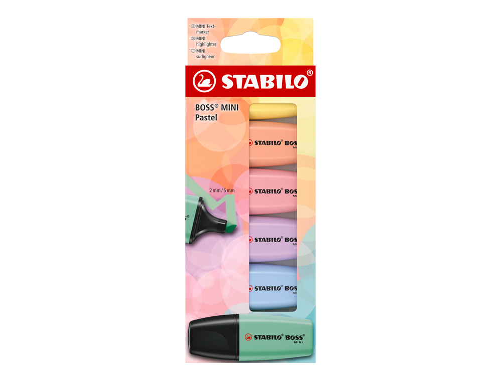 MARCADOR STABILO BOSS FLUORESCENTE MINI PASTEL ESTOJO DE 6 UNIDADES CORES SORTIDAS