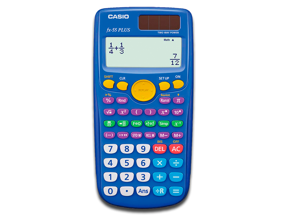 CALCULADORA CASIO FX-55 PLUS CIENTFICA 240 FUNCOES ECRA DE QUATRO LINHAS SOLAR E PILHAS