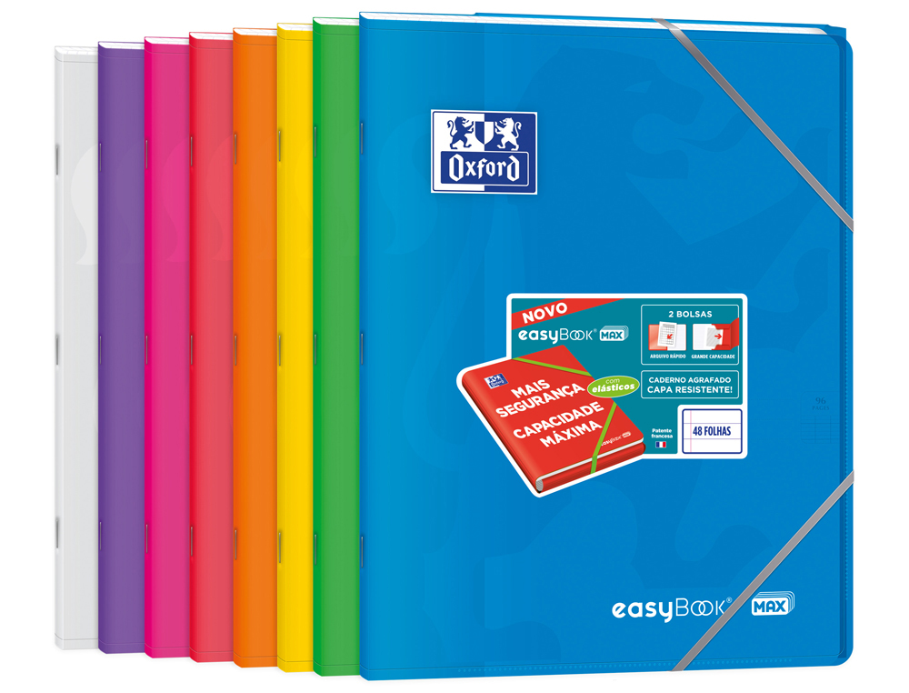 CADERNO ESCOLAR OXFORD EASYBOOK CAPA PLSTICO DIN A4+ 48 FOLHAS PAUTADO CORES SORTIDAS