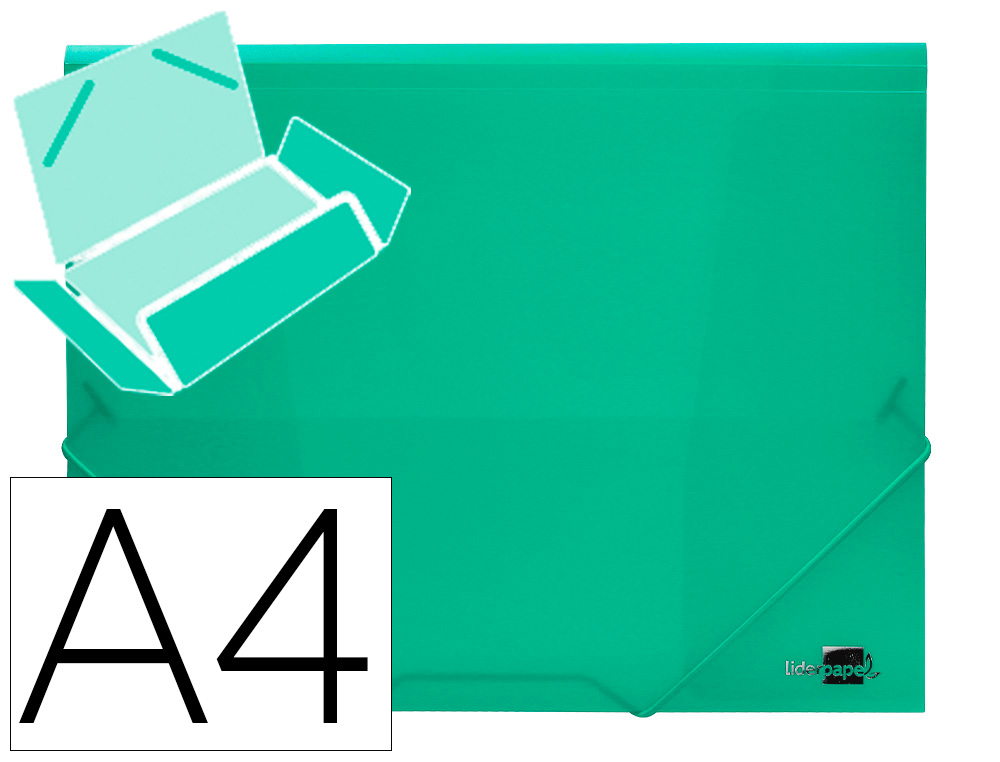 PASTA DE ELASTICOS POLIPROPILENO LIDERPAPEL DIN A4 VERDE