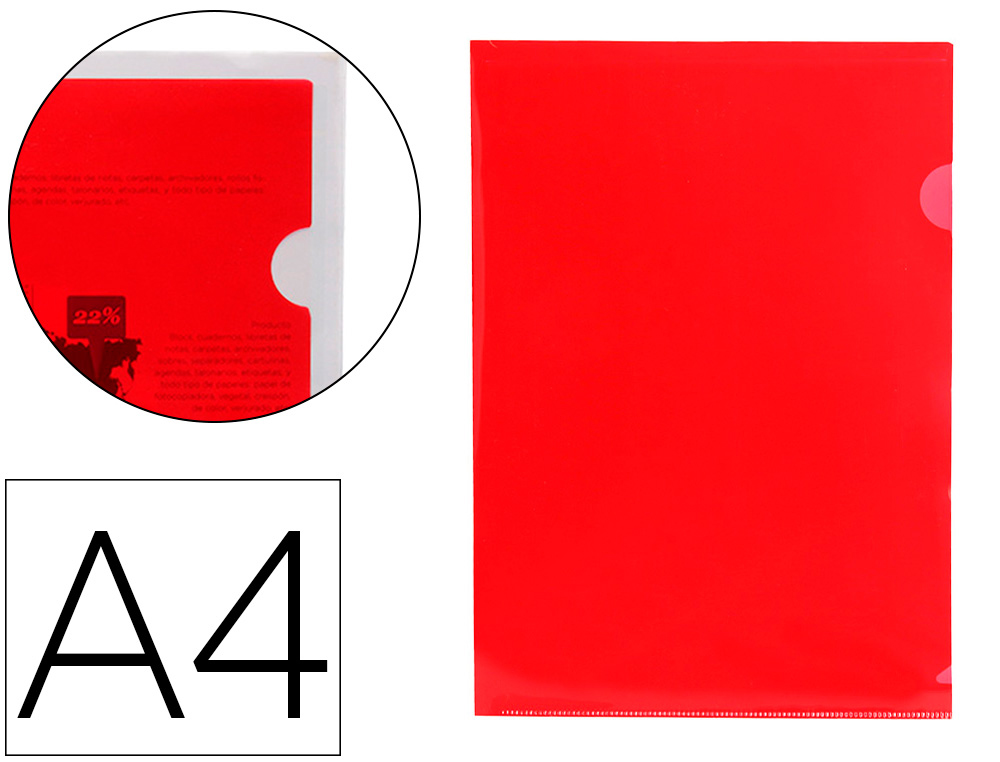 BOLSA DOSSIER LIDERPAPEL DIN A4 POLIPROPILENO VERMELHO TRANSLUCIDO 20 FOLHAS