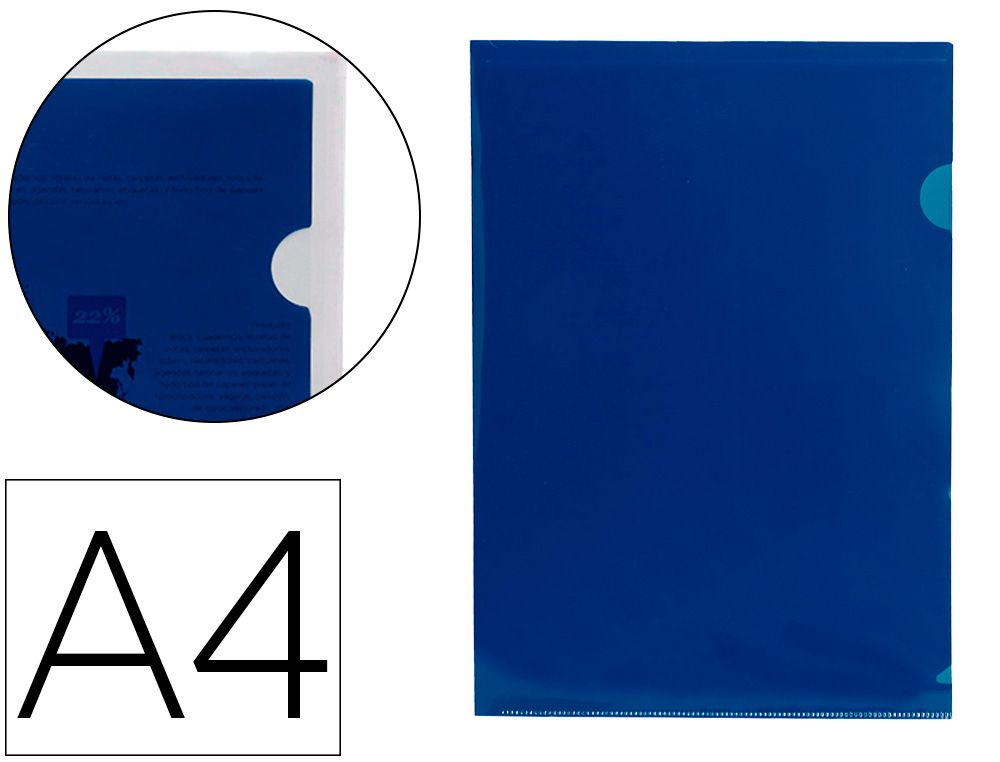 BOLSA DOSSIER LIDERPAPEL DIN A4 POLIPROPILENO AZUL TRANSLUCIDO 20 FOLHAS