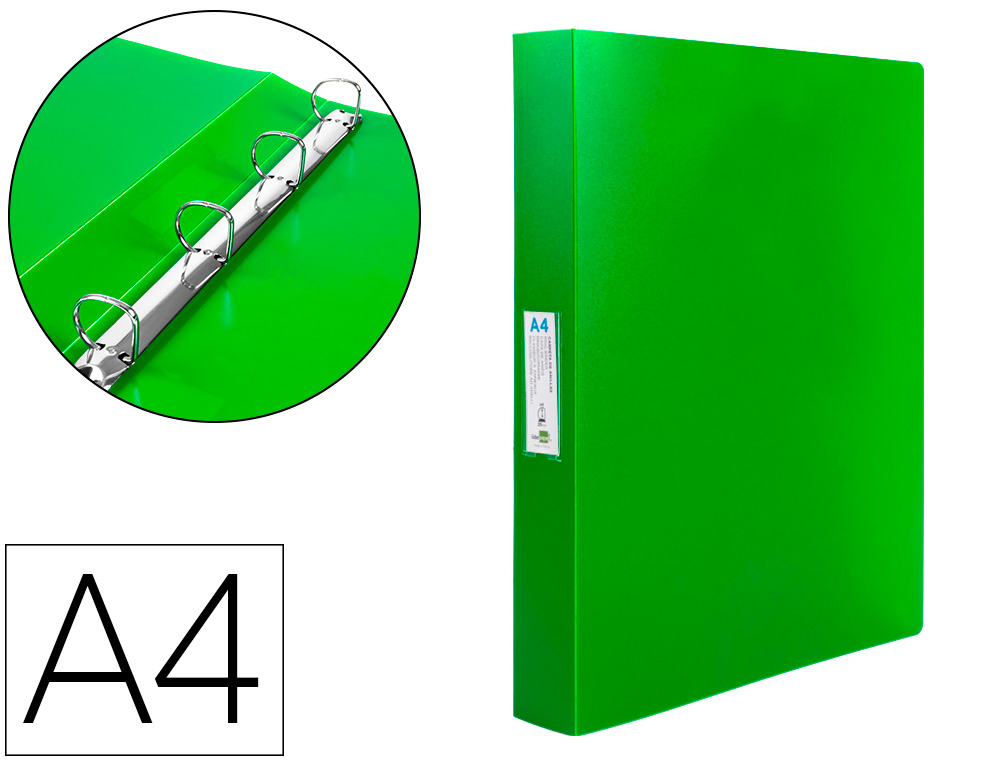 PASTA LIDERPAPEL POLIPROPILENO DIN A4 4 ANEIS 25 MM MISTOS VERDE TRANSLUCIDO