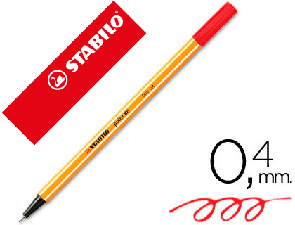 MARCADOR STABILO PONTA DE FIBRA POINT 88 VERMELHO 0,4 MM