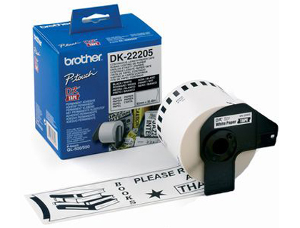 ETIQUETAS CONTINUAS BROTHER DK22205 BRANCO 62MM X 30,48M PAPEL TERMICO