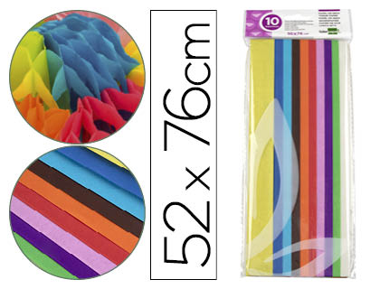 PAPEL SEDA LIDERPAPEL 52 X 76 CM 18 GR CORES SORTIDAS EMBALAGEM DE 10 FOLHAS