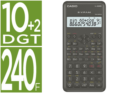 CALCULADORA CASIO FX-82MSII CIENTIFICA 240 FUNCOES VISOR DUPLO
