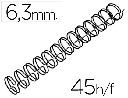 ESPIRAL GBC PRETA MODELO WIRE 3:1 6,3 MM N.4 COM CAPACIDADE PARA 45 FOLHAS