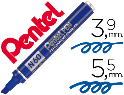 MARCADOR PENTEL N60 PERMANENTE BISELADO AZUL