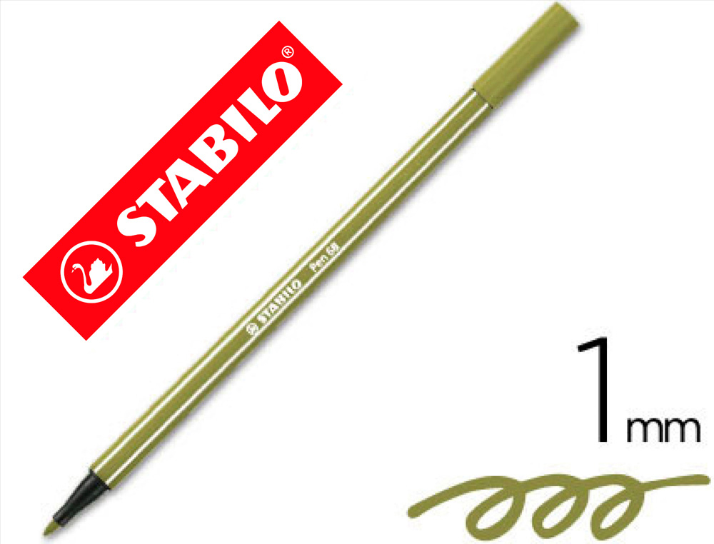 MARCADOR STABILO AGUARELAVEL PEN 68 VERDE TERRA 1 MM