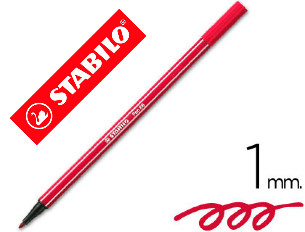MARCADOR STABILO AGUARELAVEL PEN 68 VERMELHO ESCURO 1 MM