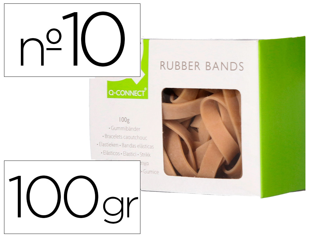 BANDAS ELASTICAS Q-CONNECT 100 GR 100 X 9 MM NUMERO 10