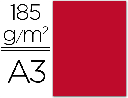 CARTOLINA GUARRO DIN A3 VERMELHO 185 GR PACK DE 50 FOLHAS