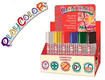 BARRA DE MAQUILHAGEM PLAYCOLOR MAKE UP METALLIC EXPOSITOR DE 24 UNIDADES CORES SORTIDAS