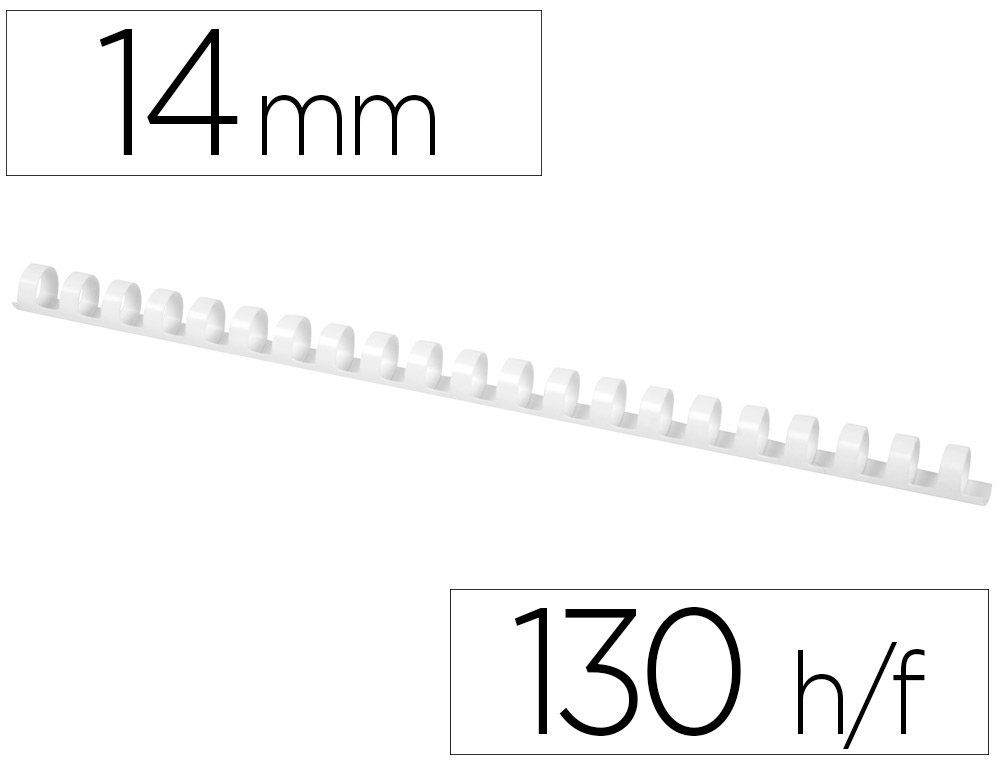 ESPIRAL Q-CONNECT REDONDA 14 MM PLASTICO BRANCO CAPACIDADE 130 FOLHAS CAIXA DE 100 UNIDADES