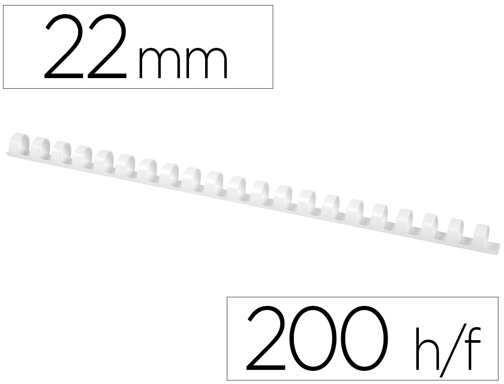 ESPIRAL Q-CONNECT REDONDA 22 MM PLASTICO BRANCO CAPACIDADE 200 FOLHAS CAIXA DE 50 UNIDADES