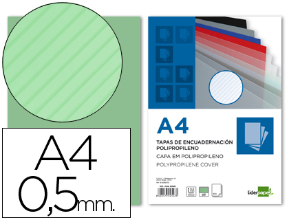 CAPA DE ENCADERNACAO LIDERPAPEL POLIPROPILENO RAIADO DIN A4 0.5 MM PACK DE 100 UNIDADES