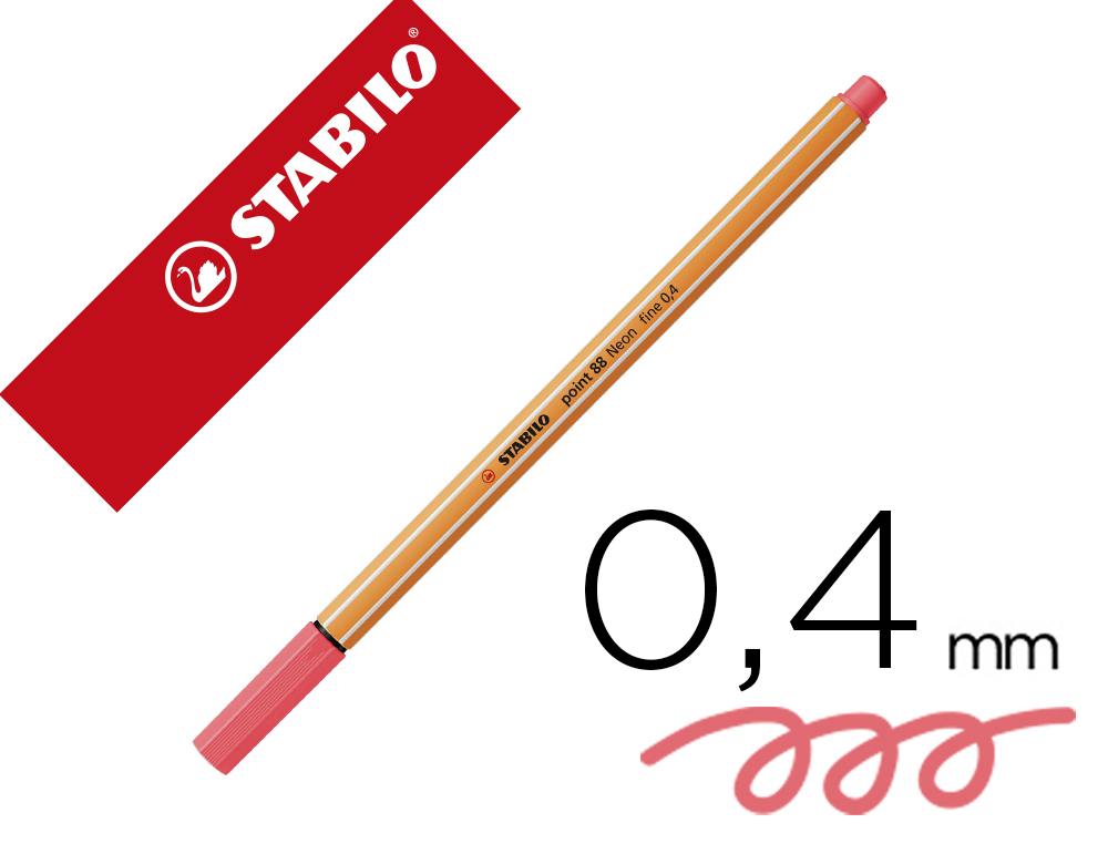 MARCADOR STABILO PONTA DE FIBRA POINT 88 VERMELHO NEON
