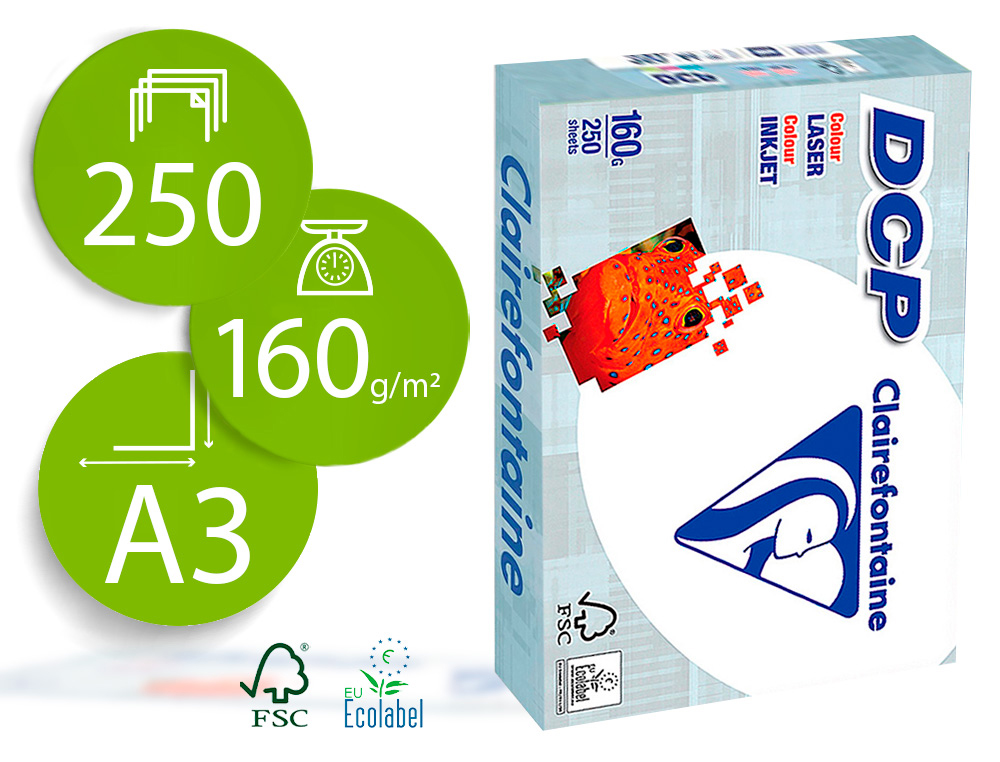PAPEL FOTOCOPIA CLAIREFONTAINE DIN A3 160 GR EMBALAGEM DE 250 FOLHAS