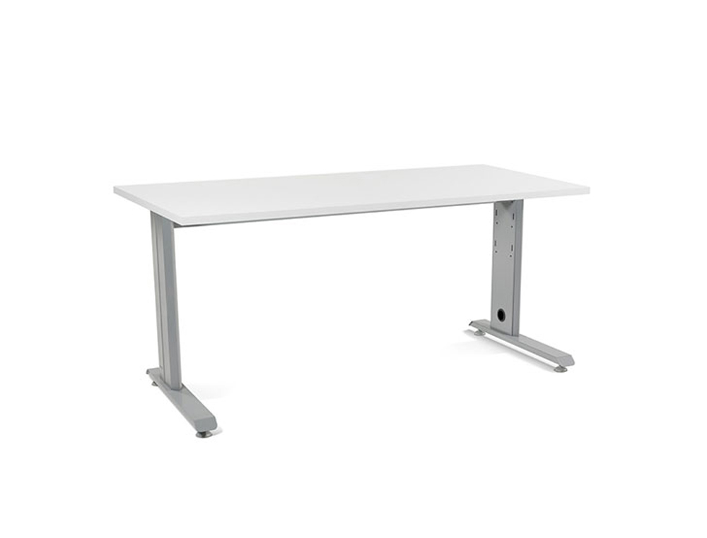MESA DE ESCRITORIO ROCADA METAL 2002AC04 ALUMINIO /BRANCA 160X80 CM