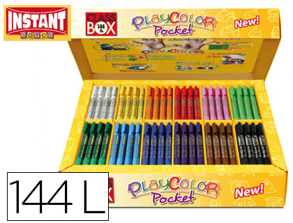 GUACHE SOLIDO EM BARRA INSTANT POCKET ESCOLAR CAIXA DE 144 UNIDADES 12 CORES SORTIDAS
