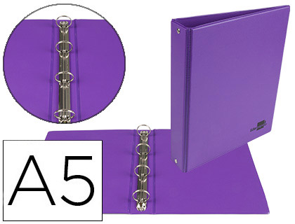 PASTA LIDERPAPEL CARTAO FORRADO PVC DIN A5 4 ANEIS 25 MM REDONDOS VIOLETA