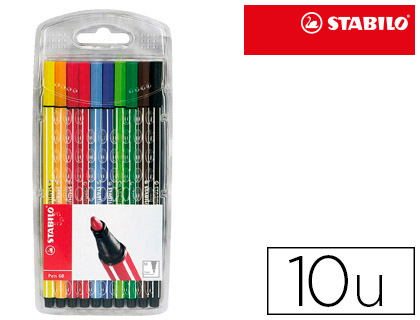 MARCADOR STABILO AGUARELAVEL PEN 68 ESTOJO DE 10 CORES SORTIDAS