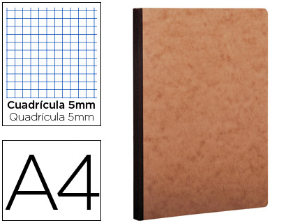 CADERNO CLAIREFONTAINE CAPA CARTOLINA DIN A4 QUADRICULADO 5 MM 96 FOLHAS COR KRAFT