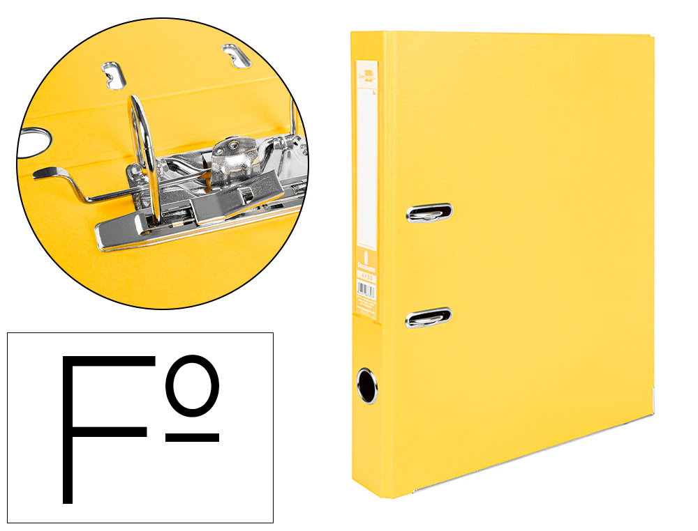 PASTA DE ARQUIVO DE ALAVANCA LIDERPAPEL DOCUMENTA PVC FOLIO LOMBADA 52 MM AMARELO