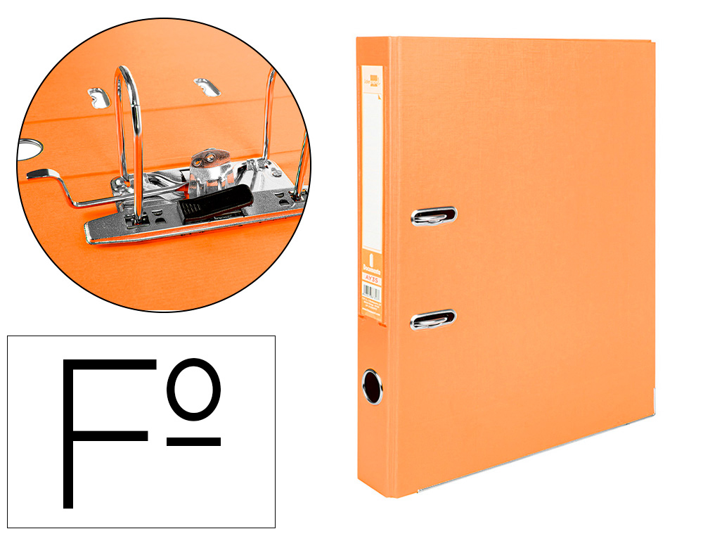 PASTA DE ARQUIVO DE ALAVANCA LIDERPAPEL DOCUMENTA PVC FOLIO LOMBADA 52 MM LARANJA