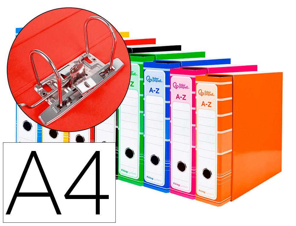 PASTA DE ARQUIVO DE ALAVANCA LIDERPAPEL FILING SYSTEM CARTAO FORRADO DIN A4 COM CAIXA CORES SORTIDAS