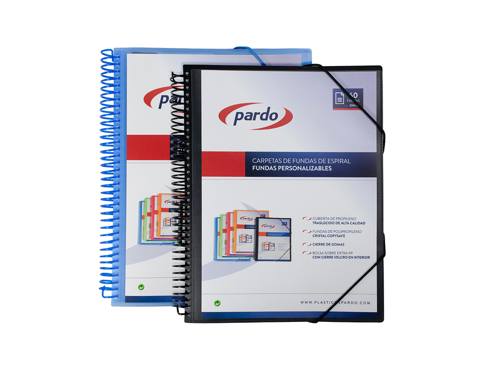 CARPETA PARDO ESCAPARATE POLIPROPILENO ESPIRAL 60 FUNDAS PERSONALIZABLE COLOR NEGRO