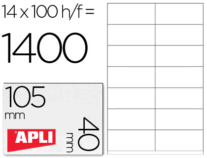 ETIQUETAS ADESIVAS APLI DIN A4 105 X 40 MM