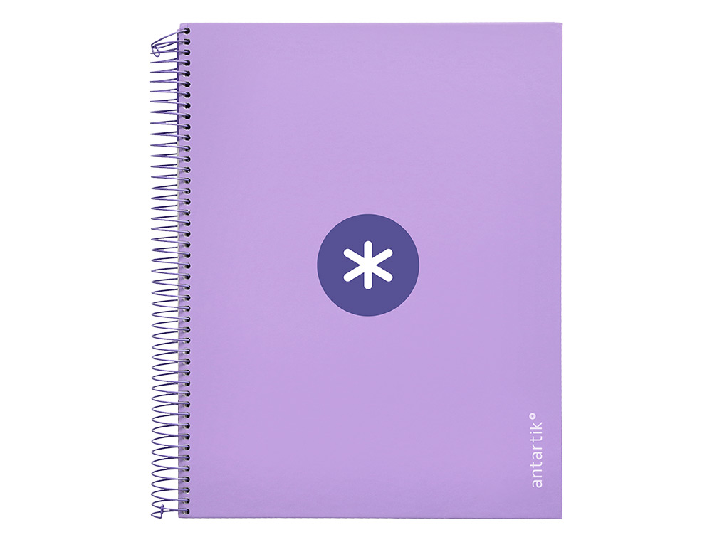 CADERNO ESPIRAL DIN A4 ANTARTIK CAPA FORRADA 120 F 100 GR QUADRICULA 5MM 5 BANDAS DE CORES COR LAVANDA