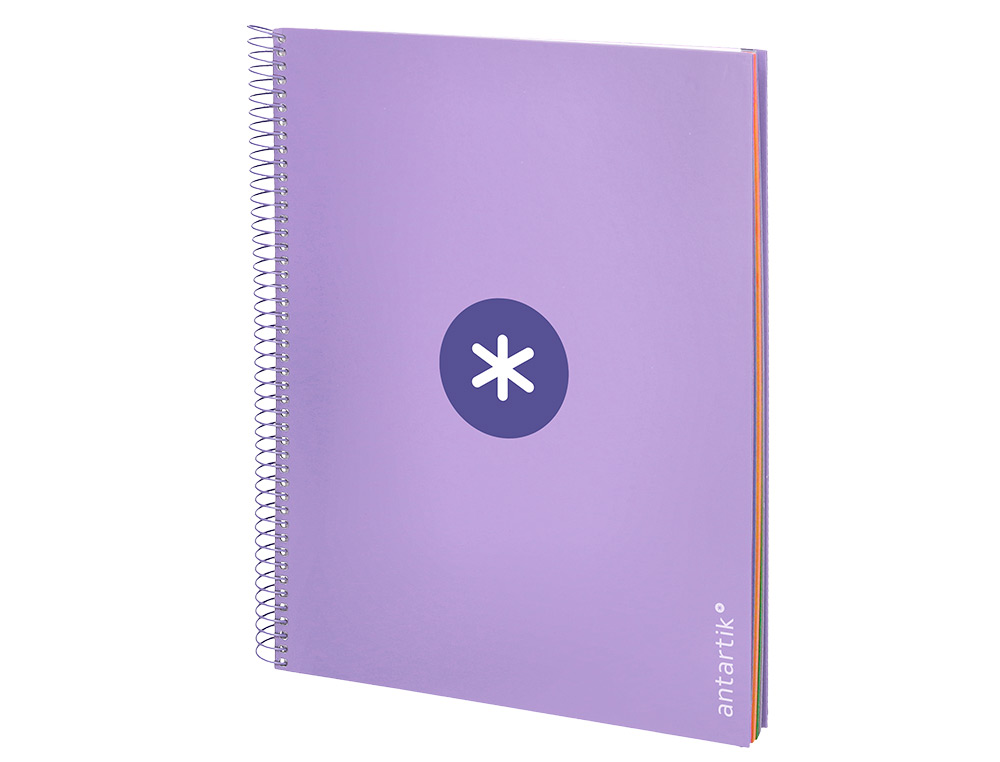 CADERNO ESPIRAL DIN A4 ANTARTIK CAPA FORRADA 120 F 100 GR QUADRICULA 5MM 5 BANDAS DE CORES COR LAVANDA