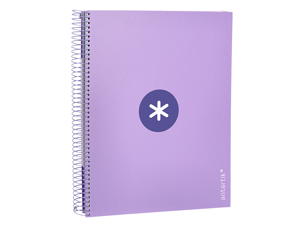 CADERNO ESPIRAL DIN A4 ANTARTIK CAPA FORRADA 120 F 100 GR QUADRICULA 5MM 5 BANDAS DE CORES COR LAVANDA