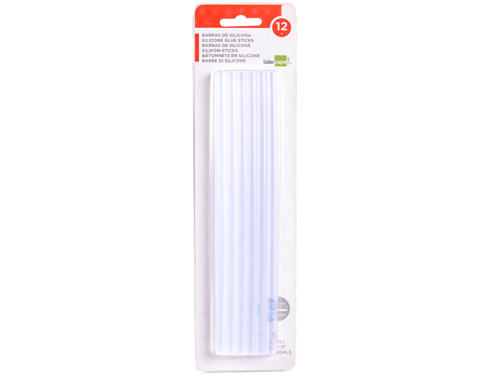 BARRA COLA TERMOFUSIVEL LIDERPAPEL 7 MM DIAMETRO X 200 MM COMPRIMENTO BLISTER DE 12 UNIDADES