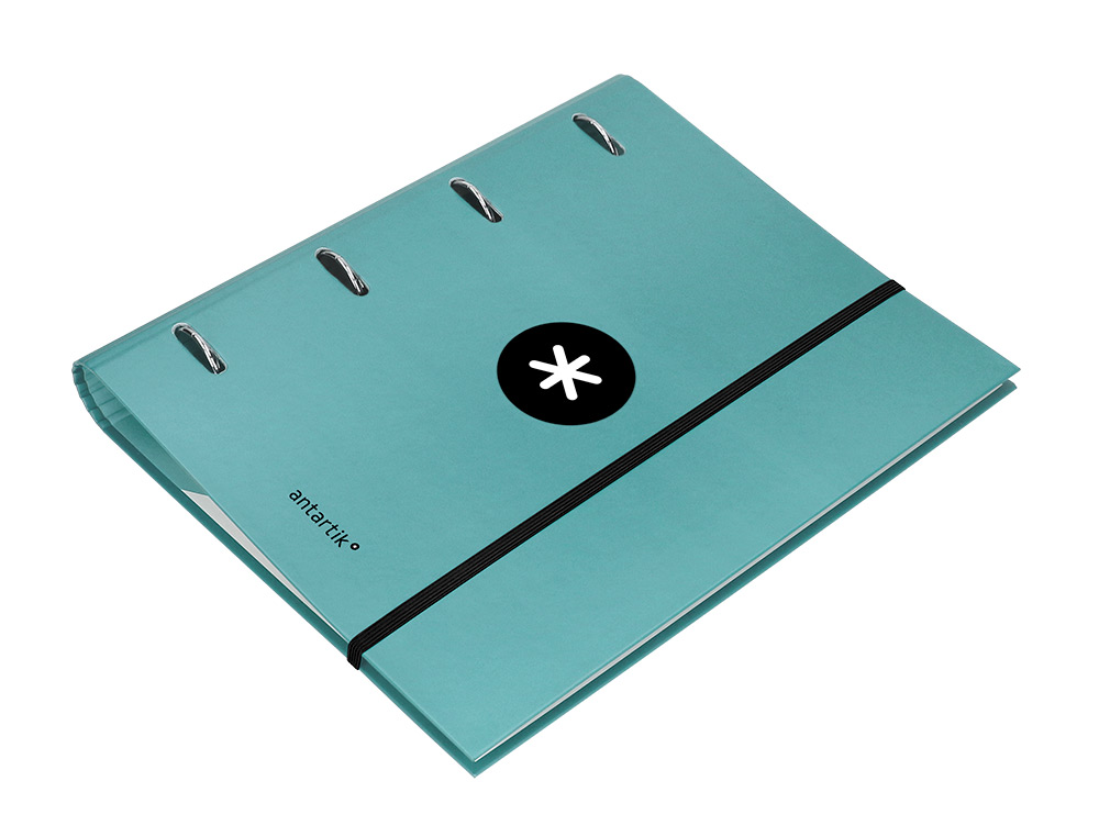 PASTA ANTARTIK COM RECARGA E ABA DIN A4 QUADRICULA 5MM FORRADA 4 ANEIS 40MM COR MENTA