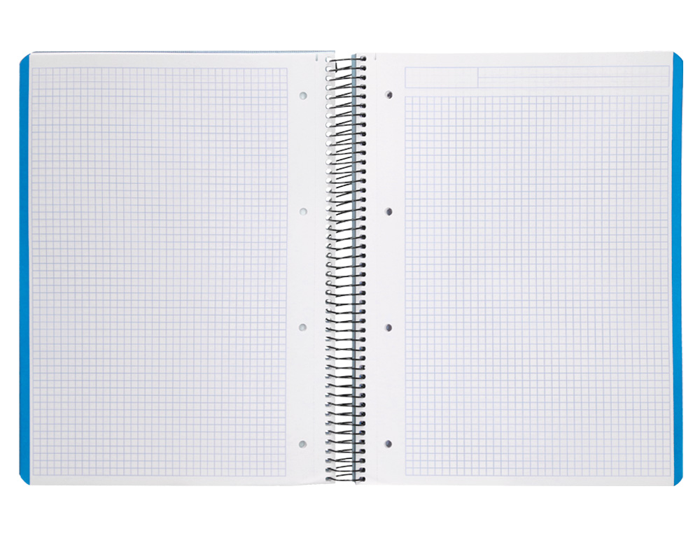 CADERNO ESPIRAL LIDERPAPEL WONDER MICRO DIN A4 CAPA PLASTICO 120 F 90 GR QUADRICULA 5 MM 5 BANDAS DE CORES 4 FUROS AZUL