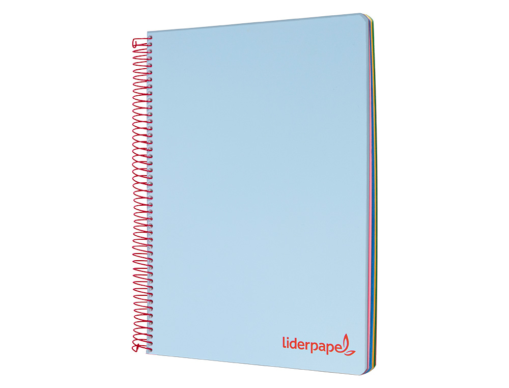CADERNO ESPIRAL LIDERPAPEL WONDER MICRO DIN A5 CAPA PLASTICO 120 F 90 GR QUADRICULA 5MM 5 BANDAS DE CORES 6 FUROS AZUL