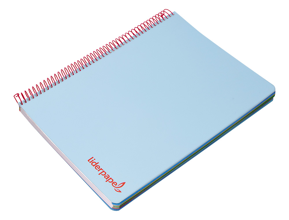 CADERNO ESPIRAL LIDERPAPEL WONDER MICRO DIN A5 CAPA PLASTICO 120 F 90 GR QUADRICULA 5MM 5 BANDAS DE CORES 6 FUROS AZUL