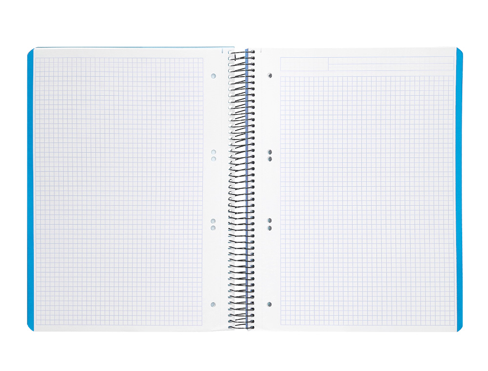 CADERNO ESPIRAL LIDERPAPEL WONDER MICRO DIN A5 CAPA PLASTICO 120 F 90 GR QUADRICULA 5MM 5 BANDAS DE CORES 6 FUROS AZUL