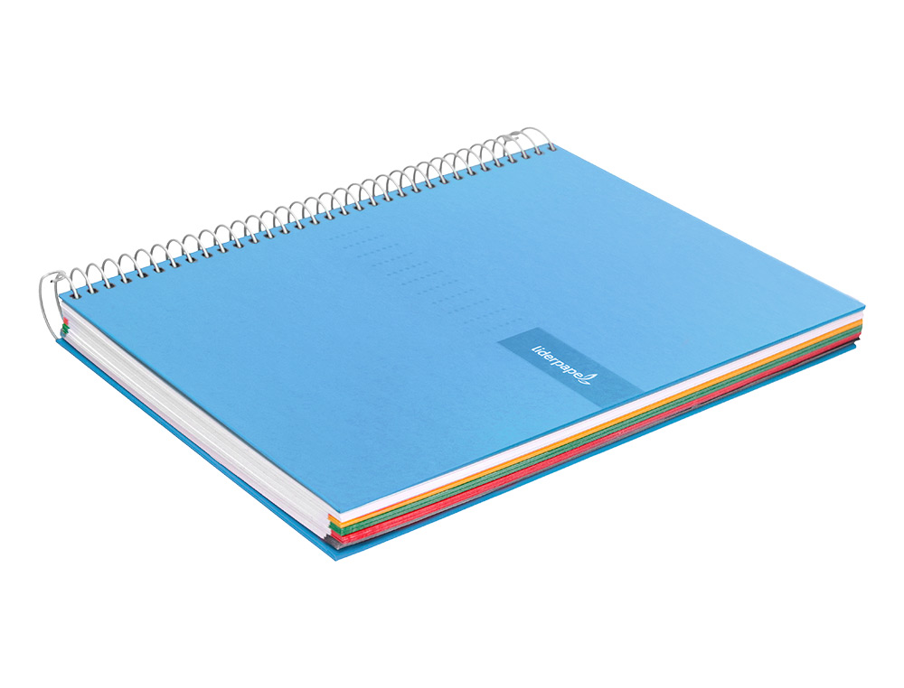 CADERNO ESPIRAL LIDERPAPEL CRAFTY MICRO DIN A5 CAPA FORRADA 120 F 90 GR QUADRICULA 5MM 5 BANDAS DE CORES 6 FUROS COR CEL