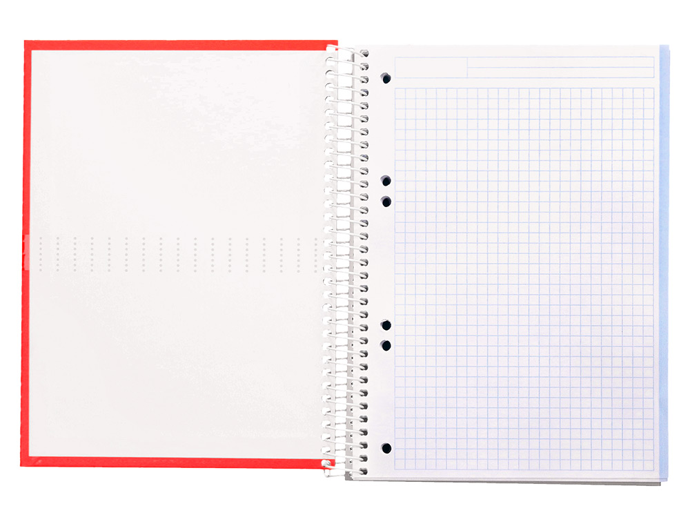 CADERNO ESPIRAL LIDERPAPEL CRAFTY MICRO DIN A5 CAPA FORRADA 120 F 90 GR QUADRICULA 5MM 5 BANDAS DE CORES 6 FUROS COR VER