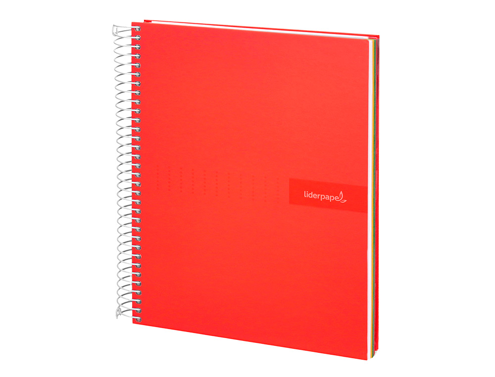 CADERNO ESPIRAL LIDERPAPEL CRAFTY MICRO DIN A5 CAPA FORRADA 120 F 90 GR QUADRICULA 5MM 5 BANDAS DE CORES 6 FUROS COR VER