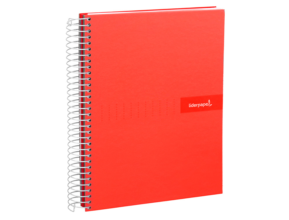 CADERNO ESPIRAL LIDERPAPEL CRAFTY MICRO DIN A5 CAPA FORRADA 120 F 90 GR QUADRICULA 5MM 5 BANDAS DE CORES 6 FUROS COR VER