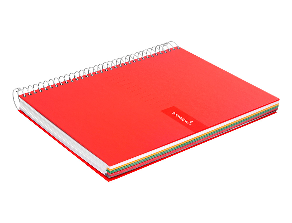 CADERNO ESPIRAL LIDERPAPEL CRAFTY MICRO DIN A5 CAPA FORRADA 120 F 90 GR QUADRICULA 5MM 5 BANDAS DE CORES 6 FUROS COR VER